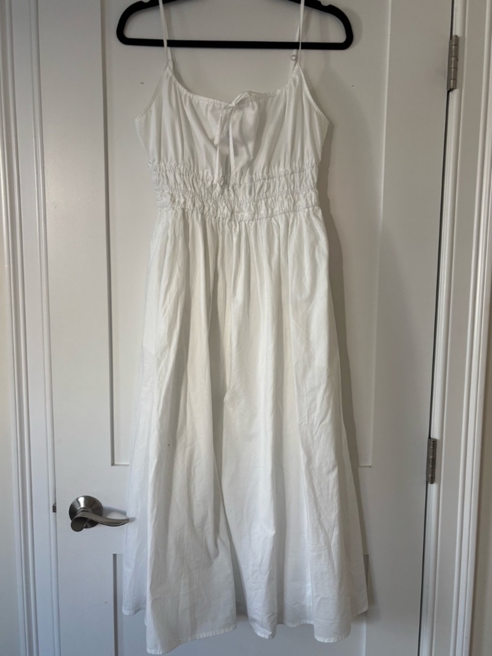 GAP White Smocked-Waist Mini Dress with Spaghetti Straps